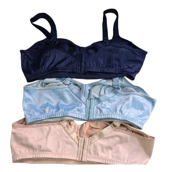 Bra Lot of 3 Sz 42DD Navy, Light Blue, Pink Wireless Full Coverage Playtex #4745 - Picture 3 of 8